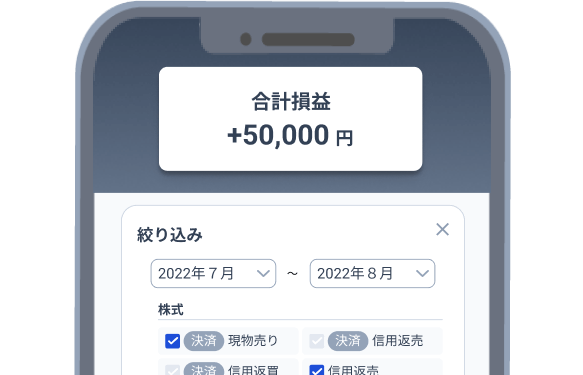 チャート上で売買履歴がスマホでわかる